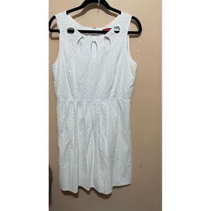 Signature by Sangria White Eyelet‎ Cotton Summer Sundress Cutout Neckline SZ 16